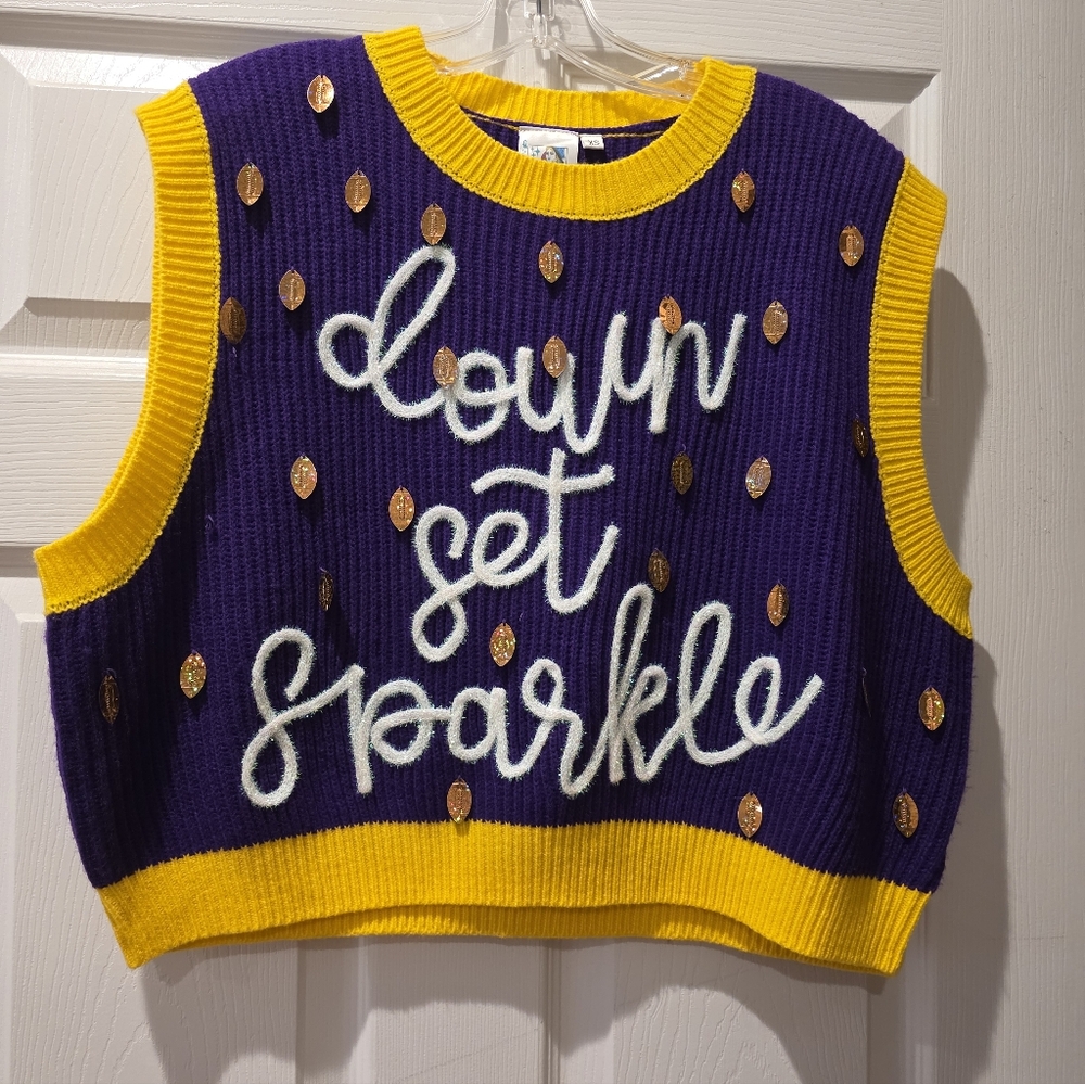 QOS Down Set Sparkle Sweater Vest XS